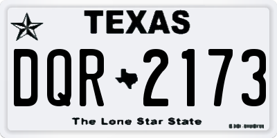 TX license plate DQR2173