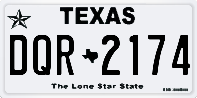 TX license plate DQR2174