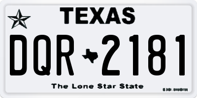 TX license plate DQR2181