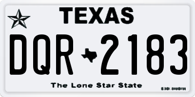 TX license plate DQR2183