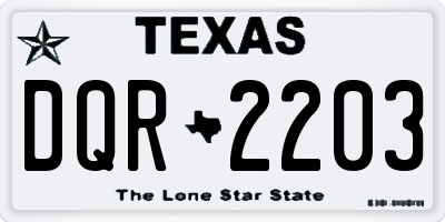 TX license plate DQR2203