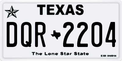 TX license plate DQR2204