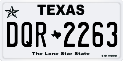 TX license plate DQR2263