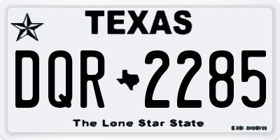 TX license plate DQR2285