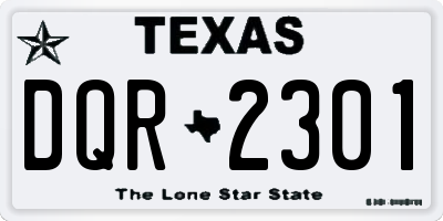 TX license plate DQR2301