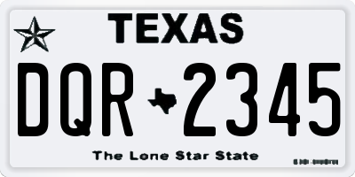 TX license plate DQR2345