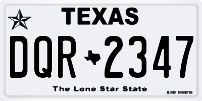 TX license plate DQR2347