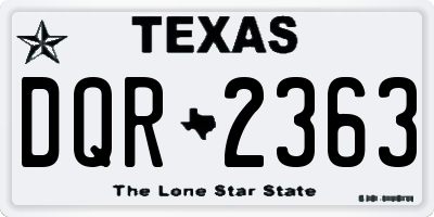 TX license plate DQR2363