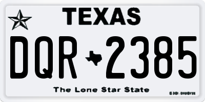 TX license plate DQR2385