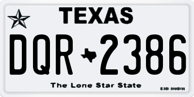 TX license plate DQR2386