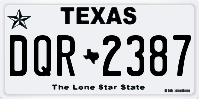 TX license plate DQR2387