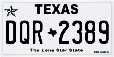 TX license plate DQR2389