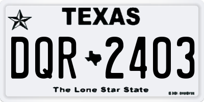 TX license plate DQR2403