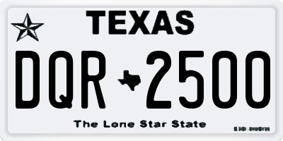 TX license plate DQR2500