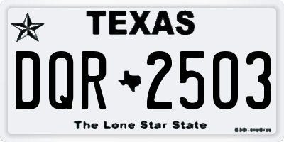 TX license plate DQR2503