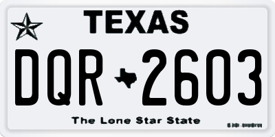 TX license plate DQR2603
