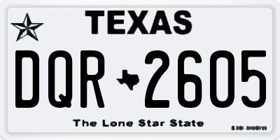 TX license plate DQR2605