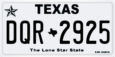 TX license plate DQR2925