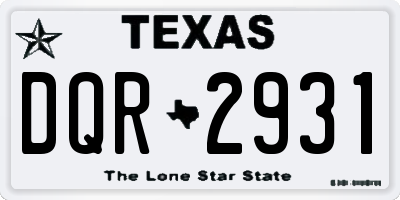TX license plate DQR2931