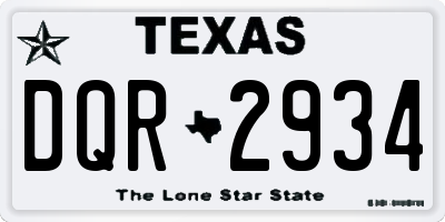 TX license plate DQR2934