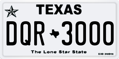 TX license plate DQR3000