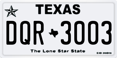 TX license plate DQR3003