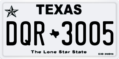 TX license plate DQR3005