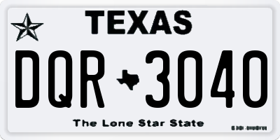 TX license plate DQR3040