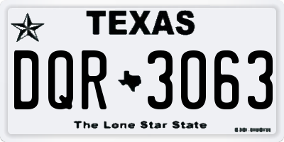 TX license plate DQR3063