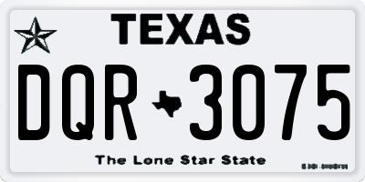 TX license plate DQR3075