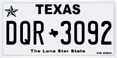 TX license plate DQR3092