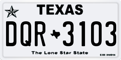 TX license plate DQR3103