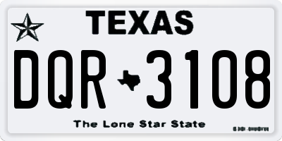 TX license plate DQR3108