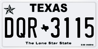 TX license plate DQR3115