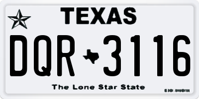 TX license plate DQR3116