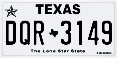 TX license plate DQR3149