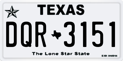 TX license plate DQR3151