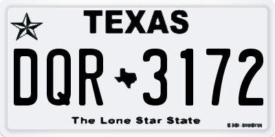 TX license plate DQR3172