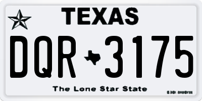 TX license plate DQR3175