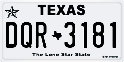 TX license plate DQR3181