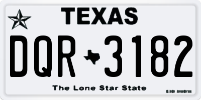 TX license plate DQR3182