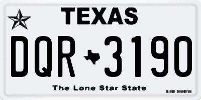 TX license plate DQR3190