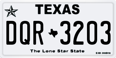 TX license plate DQR3203