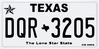 TX license plate DQR3205