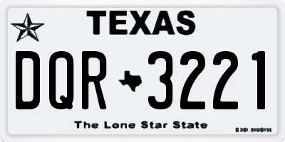TX license plate DQR3221