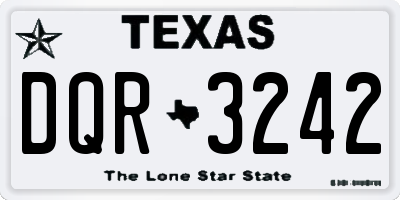 TX license plate DQR3242