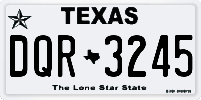 TX license plate DQR3245