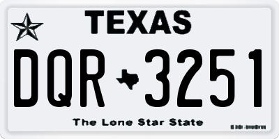 TX license plate DQR3251