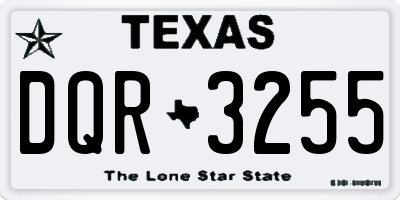 TX license plate DQR3255