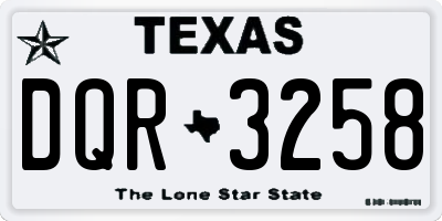 TX license plate DQR3258
